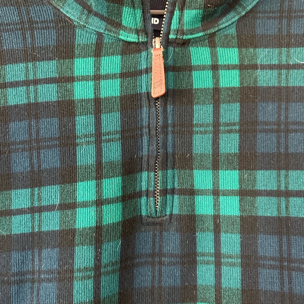 Lands End Men's Plaid 1/4 Zip Cotton Knit Sweater Size XL 46-48 - Picture 3 of 6